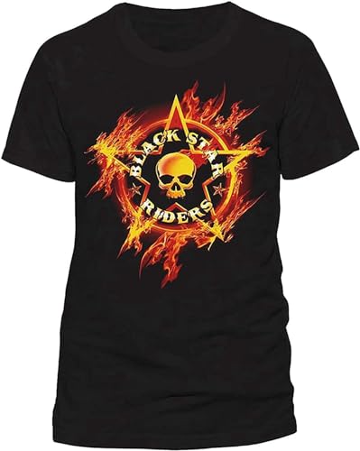 Photo de Unisex Black Tee Black Star Riders Flames Men T-Shirt Black XXL