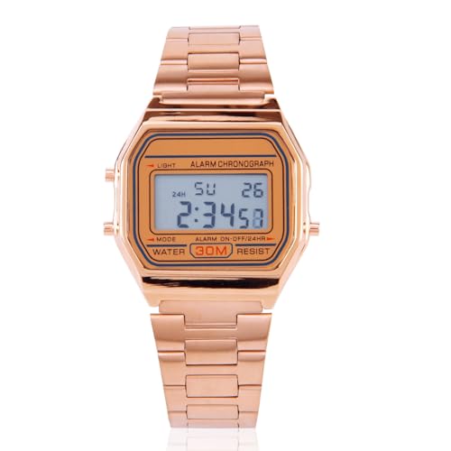 Dioche Elektronische Armbanduhr mit digitaler LED-Hintergrundbeleuchtung, rechteckiger Form, wasserdicht, 12/24-Stunden-Anzeige, hochfestes Glas, multifunktionale modische Armbanduhr.