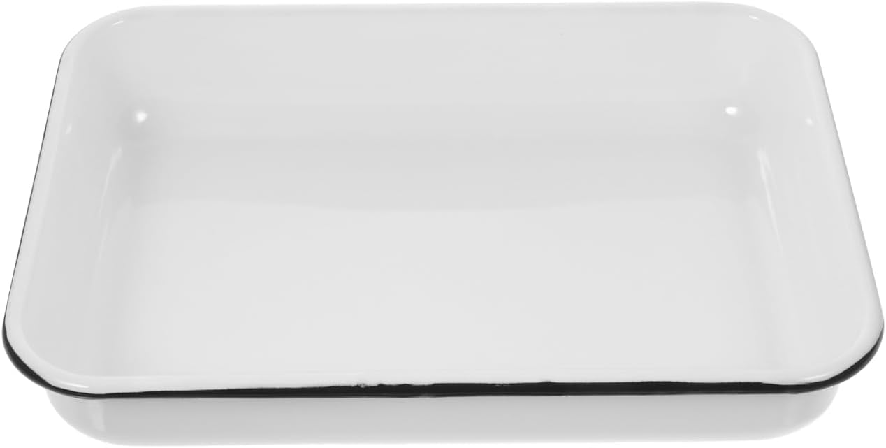 Enamel Baking Tray Heat-resistant Non-stick Multifunctional Storage Pan for Kitchen Restaurant Use for Baking Cooking and Food Storage