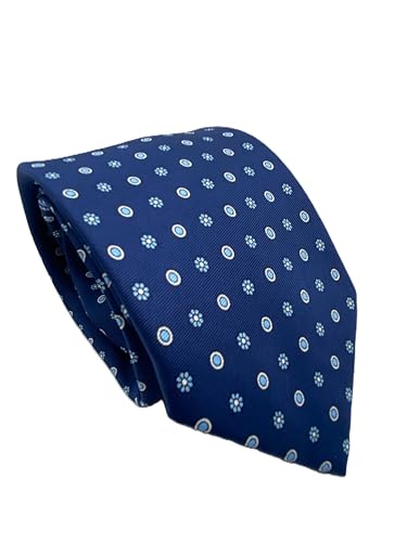 CARACCIOLO Cravatta Elegante in Seta Stile Classico Sartoria napoletana (BLU CIRCLE)