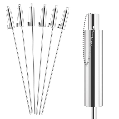 XMTECH 6er Set Gartenfackeln für Draußen aus Edelstahl 115 cm Öl 330 ml Ölfackeln Fackeln Öllampe,Outdoor Fackeln, Rostfrei für Balkon & Terrasse