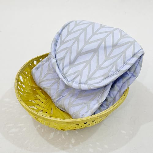 Image of Swayam Microfiber Cloth Roti Casserole | Hot Chapati Box | Washable Bread Basket | 22 cm Round Roti Basket | Geometric Design - Sky Blue