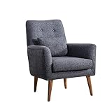 Gozos Mammo Sitzgruppe Series Ohrensessel | Hochwertig Sessel besteht aus Leinenstoff | Wohnzimmermöbel Dekorative und Comfortable Lesesessel | Relaxsessel mit Holzbein | 97 x 72 x 66 cm | Anthrazit