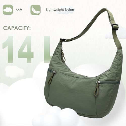 Image of VASCHY Crossbody Crescent Bag for Women, Casual Lightweight Nylon Large Slouchy Hobo Bags Purses for Travel /Gym /Work /College