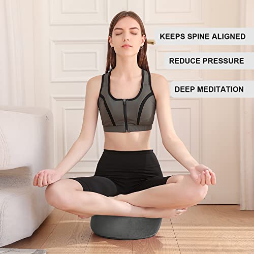 Toksay Zafu Buckwheat Meditation Cushion Floor Pillow 12.5"X12.5" - Meditation Pillow For Sitting On Floor, Zafu Yoga Meditation Accessories For Adults And Children (Gray) #TOP2