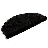 Floordirekt Stufenmatten Treppenmatten Shaggy - Venus Halbrund 10 Aktuelle Farben SparSet 15 Stck. (schwarz)