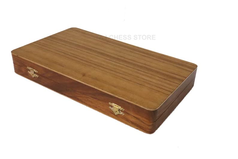 Set Backgammon pieghevole - Tavola da viaggio Backgammon in palissandro dorato da 14" (Sheesham) - Taj Chess Store