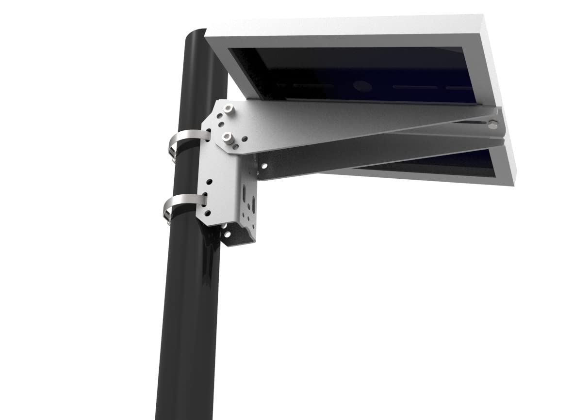 NUZAMAS Marco ajustable para soporte de mástil de panel solar; soporte de montaje de ángulo universal, poste de brazo único, soportes de pared y suelo hasta un tamaño de 300 mm