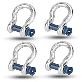 Towmavin Tow Shackles 3/4" x 4.75 Ton Heavy Duty D Ring (4 Pack) Break Strength 62832 lbs with 7/8"