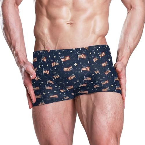 July 4th Independence Day American Flag Mens Swim Trunk Bathing Suit Swim Brief Square Leg Board Short S B04045932