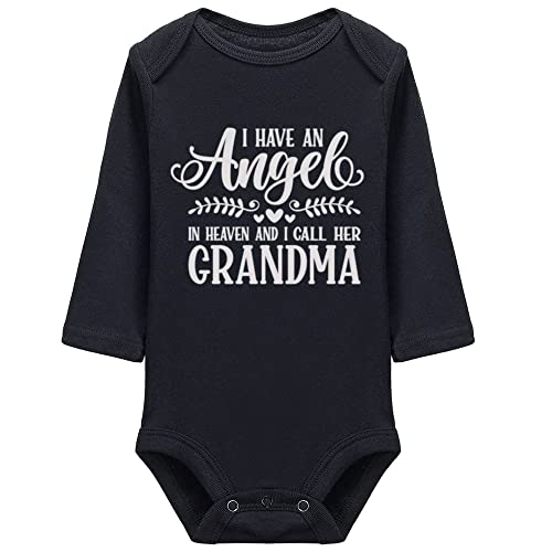 Image of I Have An Angel In Heaven And I Call Her Grandma Baby Climbing Long Sleeve Onesie 0-6 Months