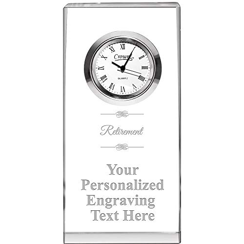 Crown Awards Retirement Crystal Opti-Clock with Free Engraving Prime