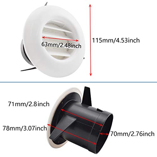 Image of SDTC Tech 3 Inch Round Air Vent ABS Louver Grille Cover with Built-in Screen Mesh Detachable Soffit Air Exhaust Vent for Bathroom Kitchen Bedroom Office