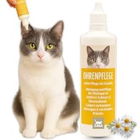 EMMA Ohrentropfen Katze 100ml – milder Ohrreiniger mit Kamille I Ohrenschmalz Entferner & Ohrenspülung gegen Juckreiz, Geruch & Verschmutzungen I Sanfte Ohrpflege für empfindliche Haustiere