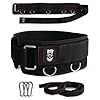 Multi-Attachment Belt for Cable Machine and Smart Home Gym Squats and Hip Thrusts, 5 Attachment Points for Optimal Weight Distribution, 2 Straps (40” & 27”) and 3 Metal Snap Hooks Included