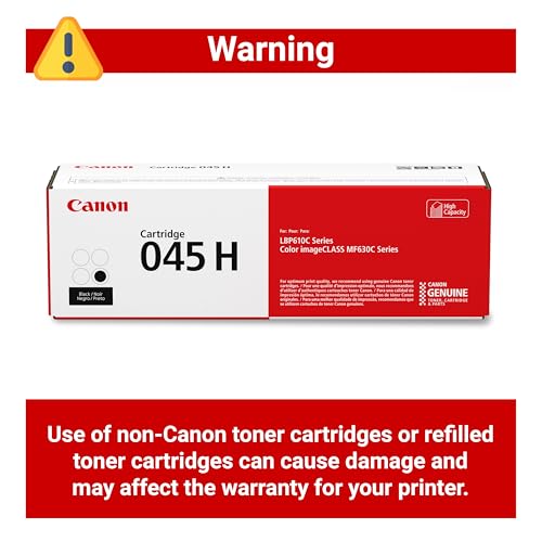 Image of Canon Genuine Toner, Cartridge 045 Black, High Capacity (1246C001), 1 Pack Color imageCLASS MF634Cdw, MF632Cdw, LBP612Cdw Laser Printers,High Yield Black