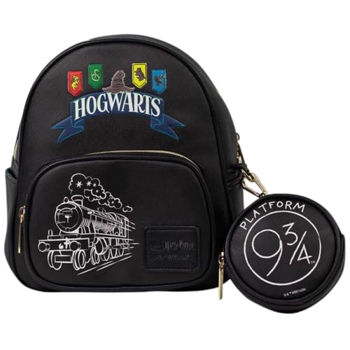 Zona Criativa, Harry Potter Mochila Mochilinha Bolsa Com 6 Compartimentos + Bolsinha Oficial Warner Bros Cor:Preto