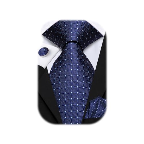 Image of Hi-Tie Men 63inches Tie Set Extra Long Necktie Paisley Tie Pocket Suqare Cufflinks Big and Tall Men Tie