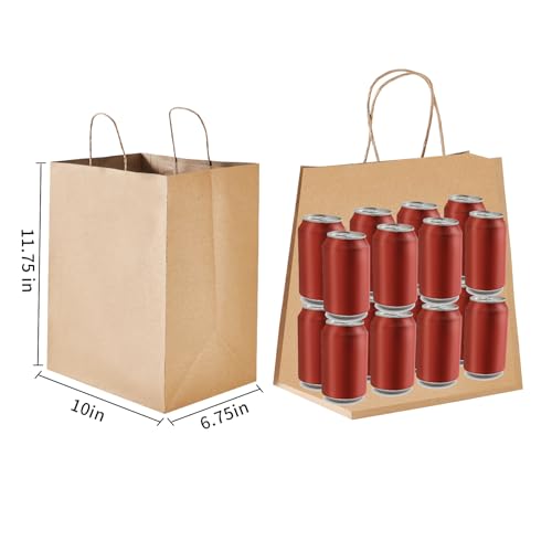 Bolsas de papel marrón DealbyBox medianas de 10x6.75x11.75 perfectas para negocios y empaque 2