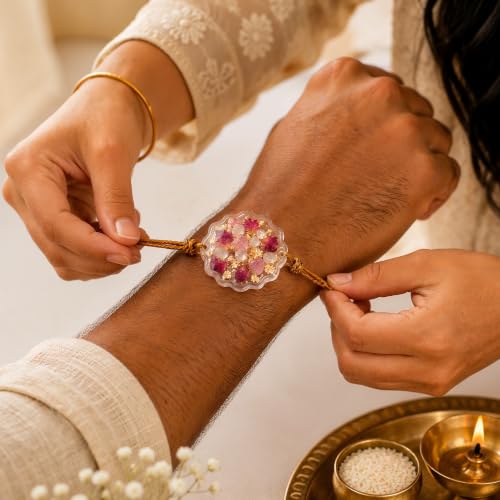 Image of Oye Happy - DIY Gemstone Rakhi Making Kit - Create Your Own Resin Rakhi | Handmade Raksha Bandhan Craft Kit | Resin Rakhi DIY Set