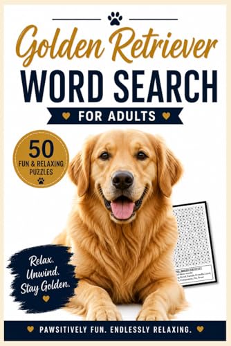 Golden Retriever Word Search: 50 Fun & Relaxing Puzzles for Adult...