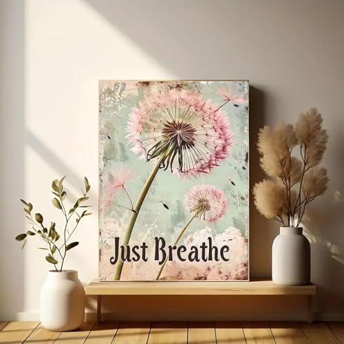 Image of Eiazuiks Stamping Cross Stitch Kit, Dandelion Counting Cross Stitch Kit for Adult Beginners, Full Line DIY Stitching Kit for Home Decor Cross Stitch Patterns 12x16 inches