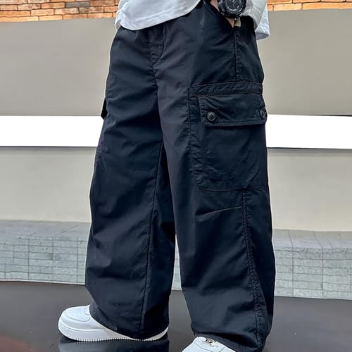 Boys Baggy Cargo Pants Casual Elastic Waist Parachute Pant Teens Trendy Straight Harem Skate Joggers with Pockets3