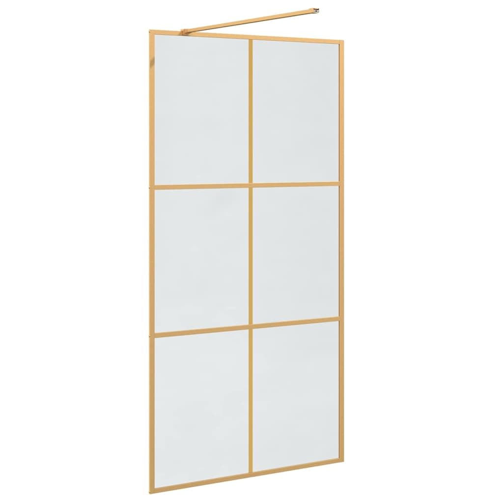 vidaXL Walk-in - Mampara de ducha (cristal templado, 100 x 195 cm), color dorado