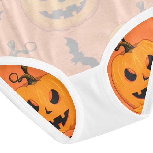 Cotton Toddlers Underwear Floral Jack Lantern Pumpkins Bats Orange Panties Little Girl Artistic Undies Kids Briefs 2t 5