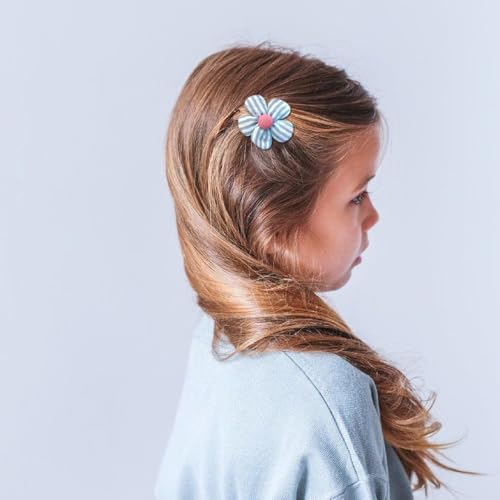 Image of SYGA 10-Piece Baby Hair Clip Set for Girls Adorable Bow and Flower Designs Hair Pin Soft, Lightweight, and Stylish - Blue
