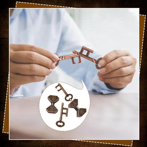 Image of 2-4Pcs Metal Puzzles, 3D Puzzles Brain Teaser Set, IQ Logic Mind Game, Fun Indoor and Outdoor Activity for Teens, Family and School Events (2pcs(Brown))