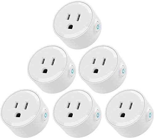Wi-Fi Smart Plug, Mini Outlets Compatible with Alexa, Voice APP Remote Control Socket from Anywhere with Timer Function, No Hub Required, 6 Pack