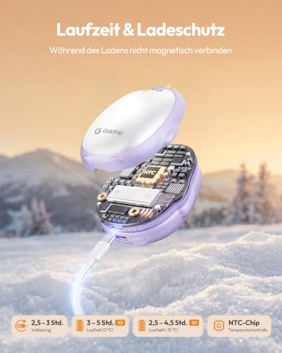 Gaiatop Handwärmer Elektrisch, 2er-Pack 3 Heizmodi Magnetisch Tragbar Taschenwärmer Wiederverwendbar… – Ansicht 6