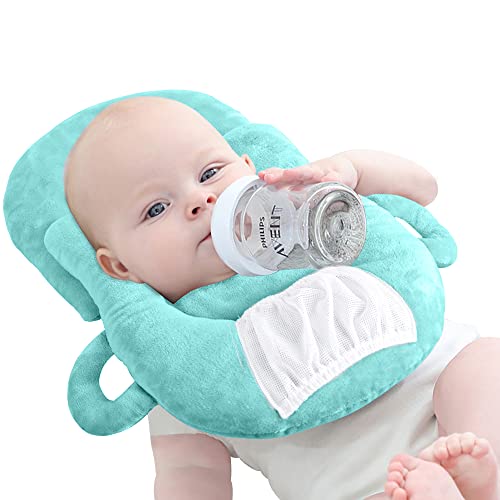 CIKICIKI Feeding Pillows, Multifunctional Portable Baby Feeding Pillows Detachable Self-Feeding Lounger Baby Bottle Holder Infant Nursing Pillows(Green)