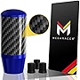 Mega Racer 100% Real Carbon Fiber & Navy Blue Aluminum Shift Knob - for Buttonless Automatic and 4, 5, 6 Speed Manual Transmission, Black Carbon Fiber Grip with Navy Top & Bottom, Pack of 1