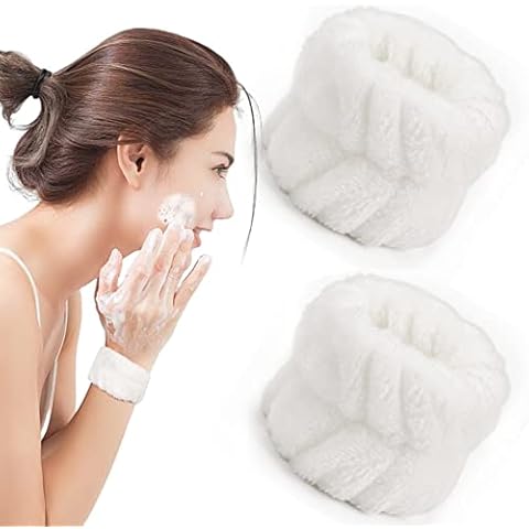 Qearl 2 Pcs Wrist Spa Washbands, Microfiber Wrist Wash Towel Band Sweatband for Women Girls Prevent Water from Spilling Down Your Arms (White) Cover