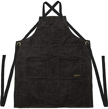 Readywares Waxed Canvas Utility Apron, Cross-back Straps (Black)