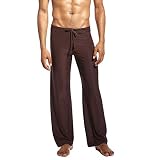 Hosen Herren Pure Home Hosen Yoga Hosen binden bequem (M,Kaffee)