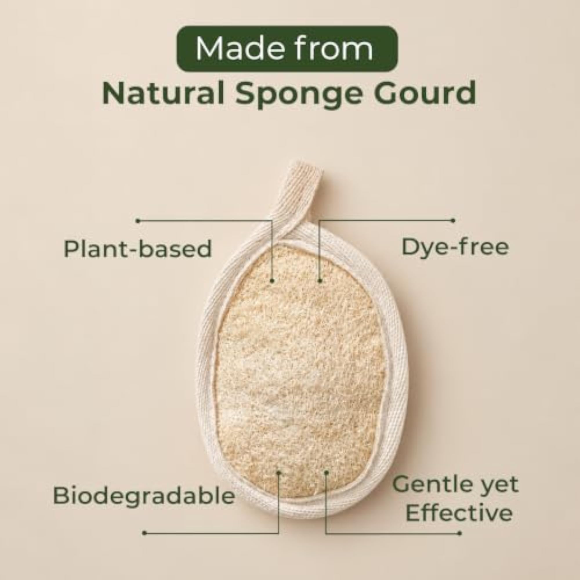 Natural Loofah Body Scrubber for Bathing, Pack of 2