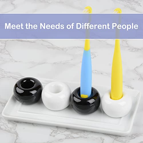 Aisiming Couple Toothbrush Holder,Toothbrush Holder For Children, Shaver Holder, Durable Ceramic, For Bathroom Countertop Or Writing Table, Black And White, 4 Pieces. #TOP5