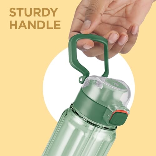 Image of MILTON Aston 700 BPA & BPS-Free Water Bottle 700 ml| Food-Grade Plastic | One-Click Open | Leak-Proof | Sip & Gulp Lid I Ideal for Office, School, College, Gym, Green