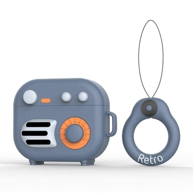 Image of Dezet Cute Soft Silicone Pouh Case for Airpods Pro GEN-2 (2022) � 3D Cartoon Animal Character Cover with Keychain Ring, Shockproof & Dustproof Protective Case for Kids & Girls (REDIO Blue)