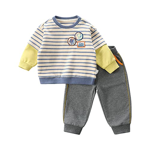 Image of Kids Casual Long Sleeve Athletic Pants Clothing Sets Toddler Baby Pull On Crew Neck 2 Piece Sweatsuits For Boys