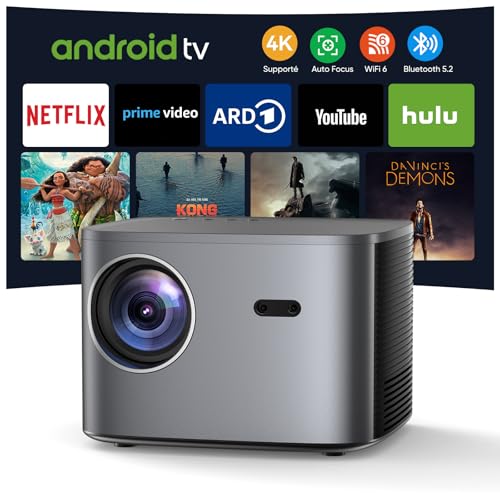 【Netflix & Autofocus】 Vidéoprojecteur 4K Auto Keystone, Projecteur 4K WiFi6 Bluetooth 28000...