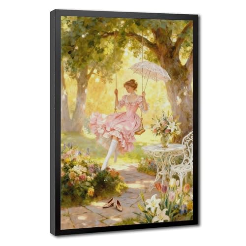 Poster romantique femme robe rose decoration murale pleine de douceur pour chambre