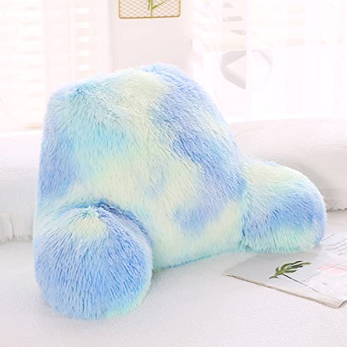 Sumfunry Faux Fur Bed Rest Pillow Reading Pillow With Arms Fluffy Reading Pillow Adult Children Back Rest Pillow For Sitting In Bed(Green) #TOP1