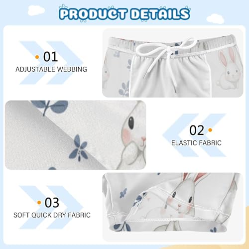 White Rabbit Leaves Cute Colored Cats Boys Swim Trunks Swimsuits for Toddler Boy Swim Shorts Trunks 3-10T3