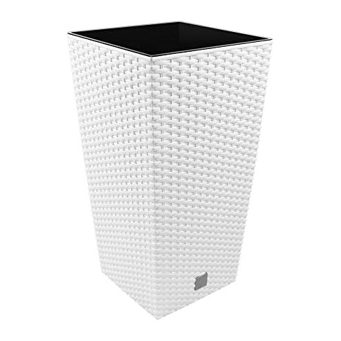 Prosper Plast DRTS170-S449 17 x 17 x 32.4 cm Rato Square Flowerpot - White Cover
