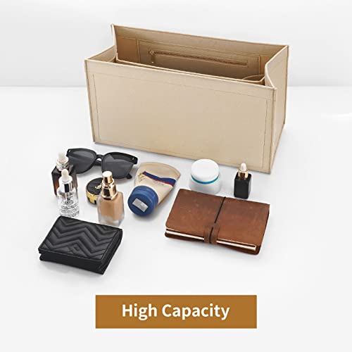 Bag Organizer For Onthego Premium Felt Purse Organizer Insert For Tote Handbag With Zipper Pocket (X-Large, Gm, Beige) #TOP4
