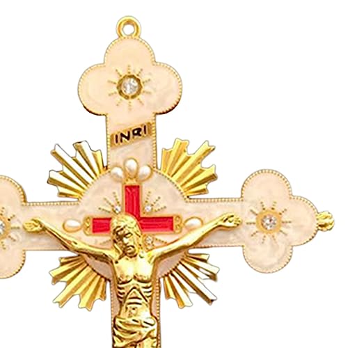 Crucifix de table avec support en bois noble statue de Jésus